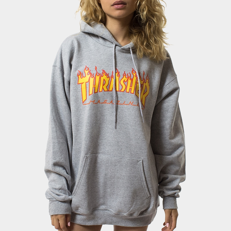 Gray thrasher sale flame hoodie