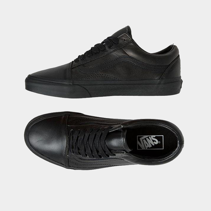 Vans old skool top black leather shoes