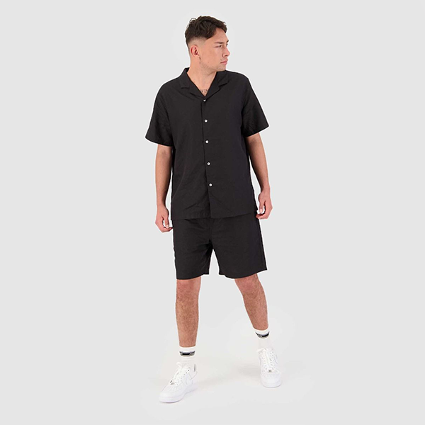 Huffer Lin-In SS Cuban Shirt - Black