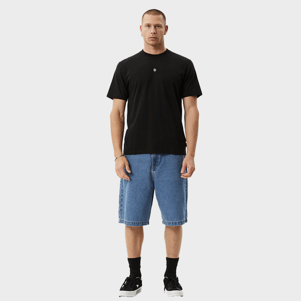 Afends Flame Recycled Retro Fit Tee - Dark Olive/Black