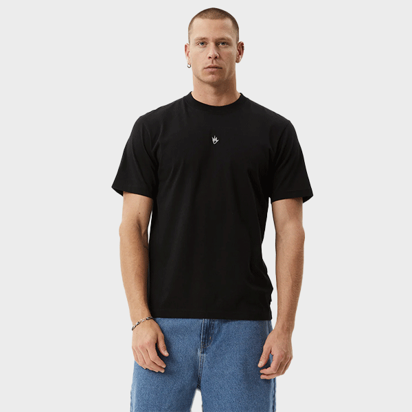 Afends Flame Recycled Retro Fit Tee - Dark Olive/Black
