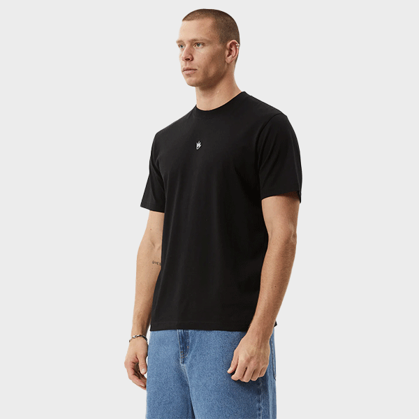 Afends Flame Recycled Retro Fit Tee - Dark Olive/Black