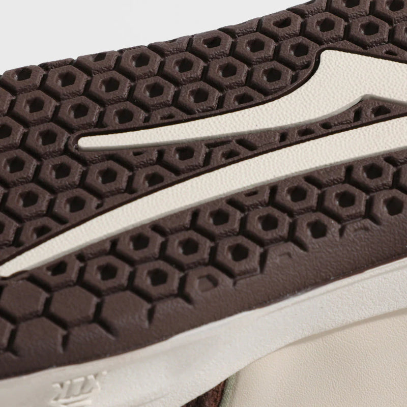 Close-up of a shoe sole with hexagonal pattern