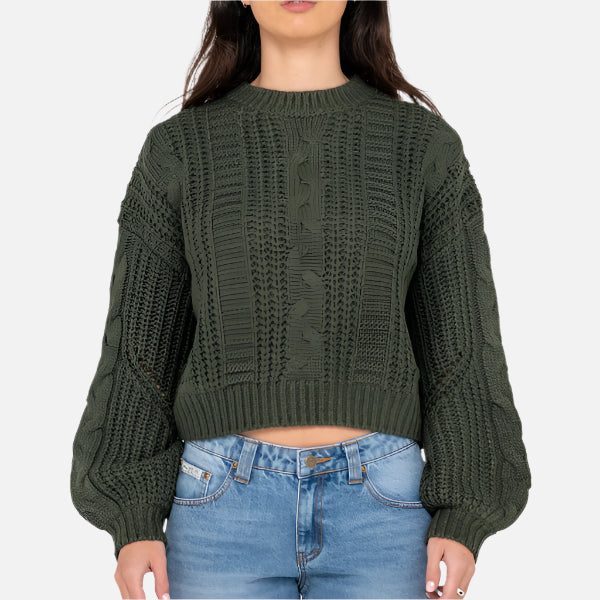 Rusty Folktale Crop Chunky Knit - Green Gables