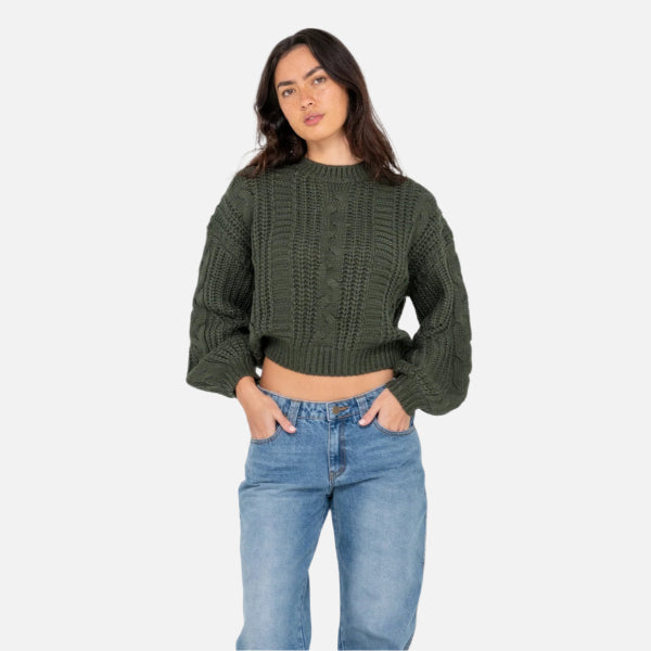 Rusty Folktale Crop Chunky Knit - Green Gables
