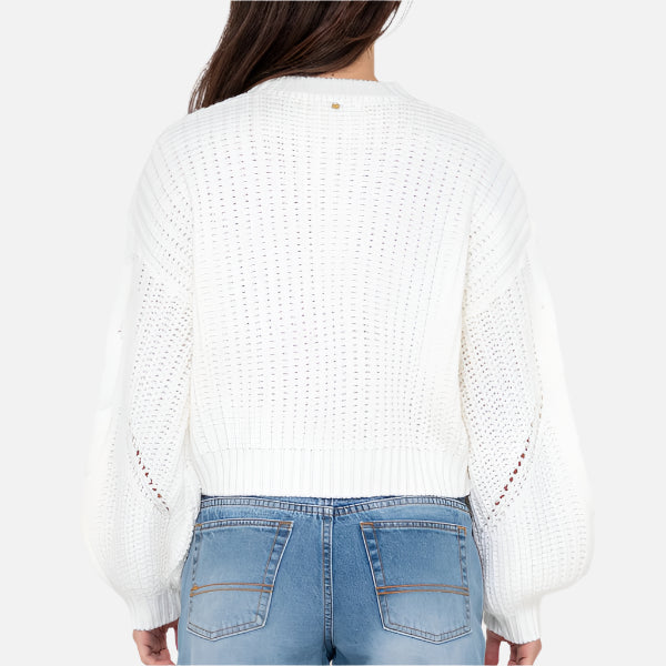 Rusty Folktale Crop Chunky Knit - Snow