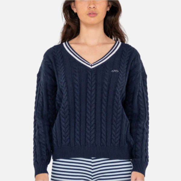 Rusty Oxford Oversized V Neck Knit - Navy