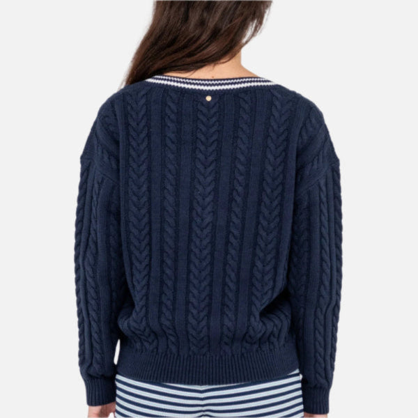 Rusty Oxford Oversized V Neck Knit - Navy