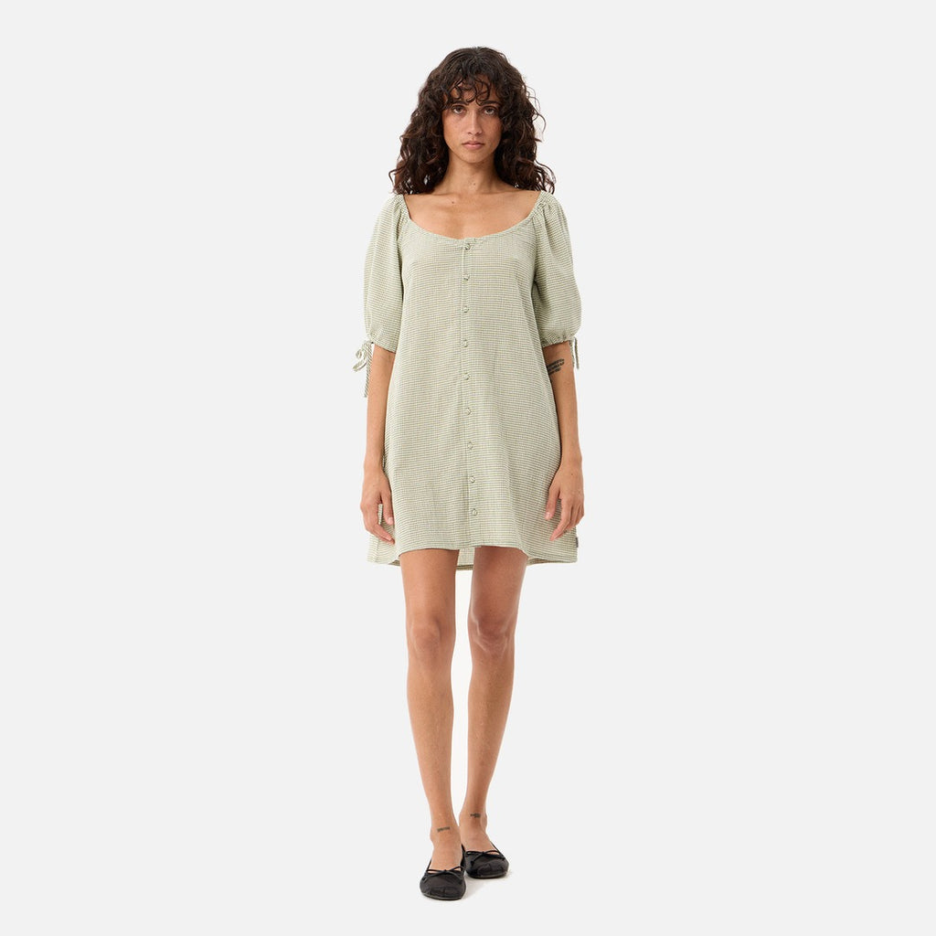 Afends Benni Mini Dress - Sage Check - view 2 | Propaganda Streetwear & Skate