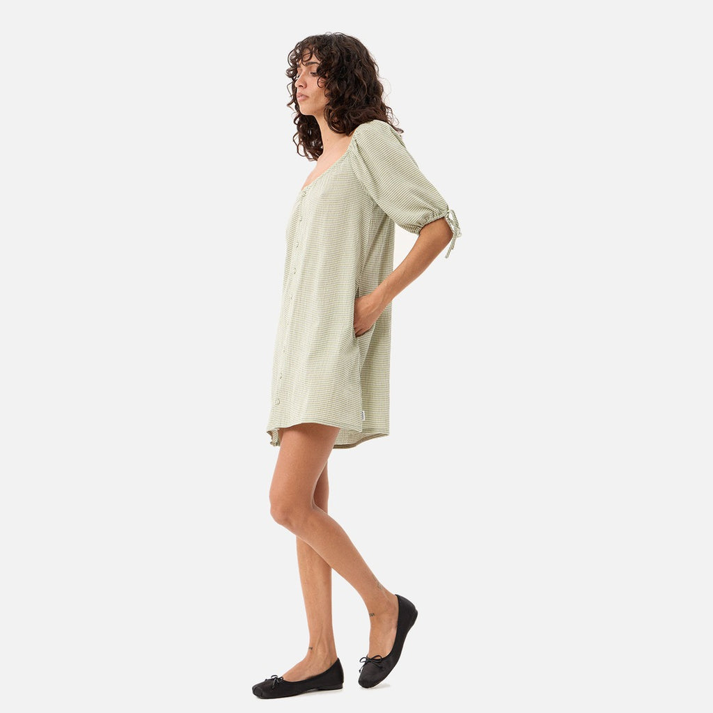Afends Benni Mini Dress - Sage Check - view 4 | Propaganda Streetwear & Skate