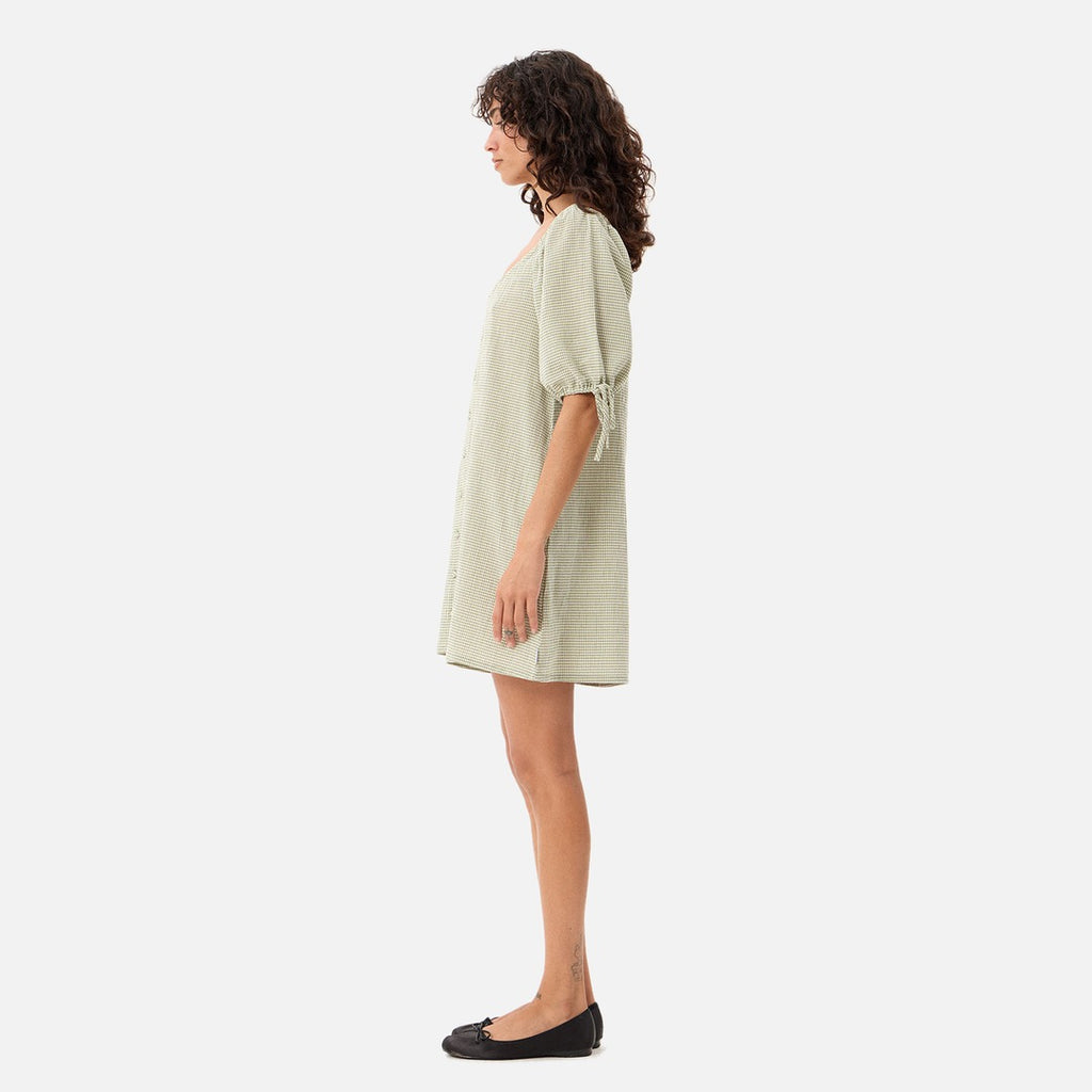 Afends Benni Mini Dress - Sage Check - view 5 | Propaganda Streetwear & Skate