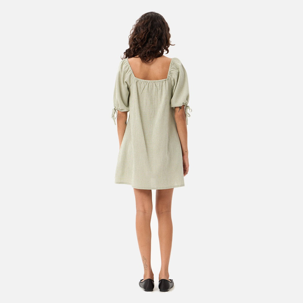 Afends Benni Mini Dress - Sage Check - view 6 | Propaganda Streetwear & Skate