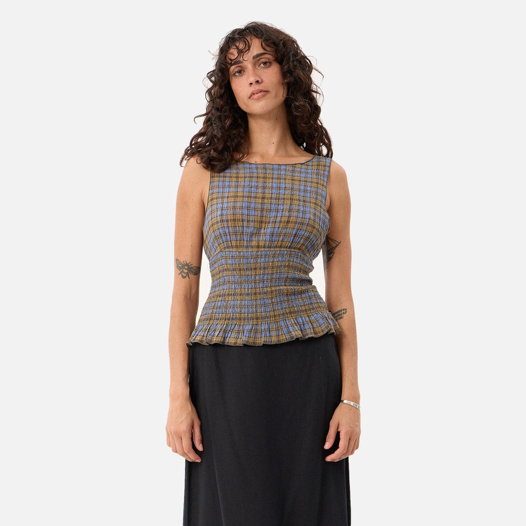 Afends Cedar Seersucker Top - Cedar/Blue | Propaganda Streetwear & Skate