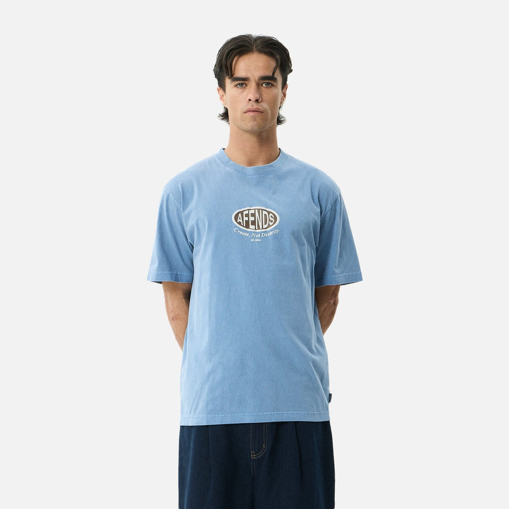 Afends Destroyed Retro Tee - Washed Slate Blue - view 2 | Propaganda Streetwear & Skate