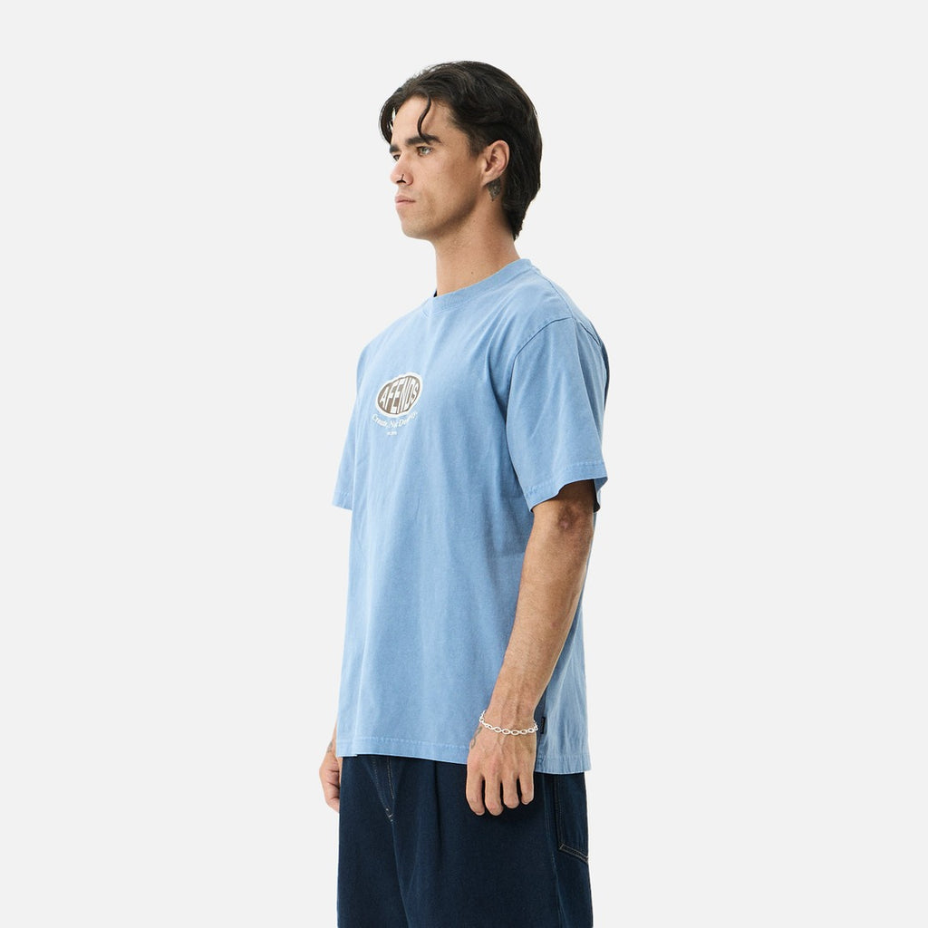 Afends Destroyed Retro Tee - Washed Slate Blue - view 3 | Propaganda Streetwear & Skate