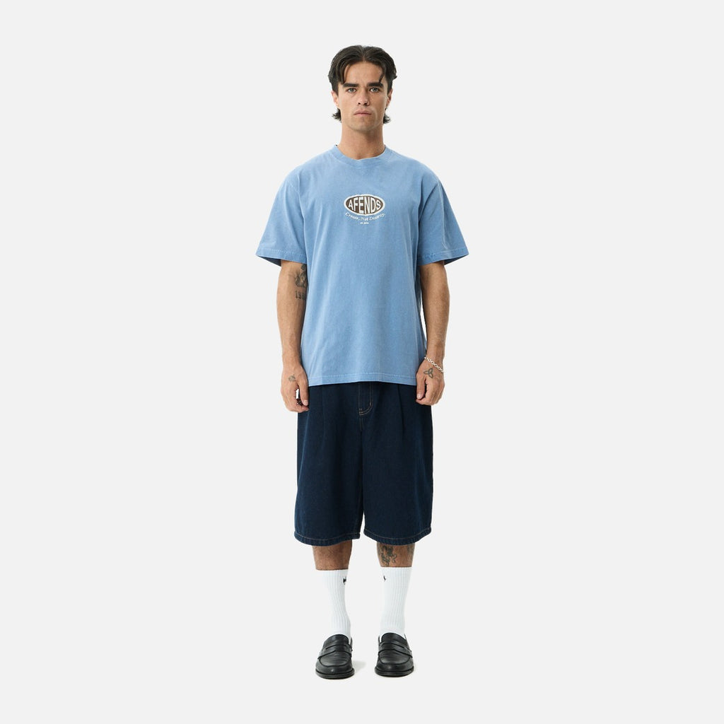 Afends Destroyed Retro Tee - Washed Slate Blue - view 6 | Propaganda Streetwear & Skate