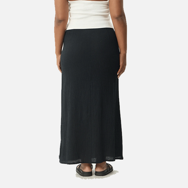 Afends Focus Seersucker Maxi Skirt - Black