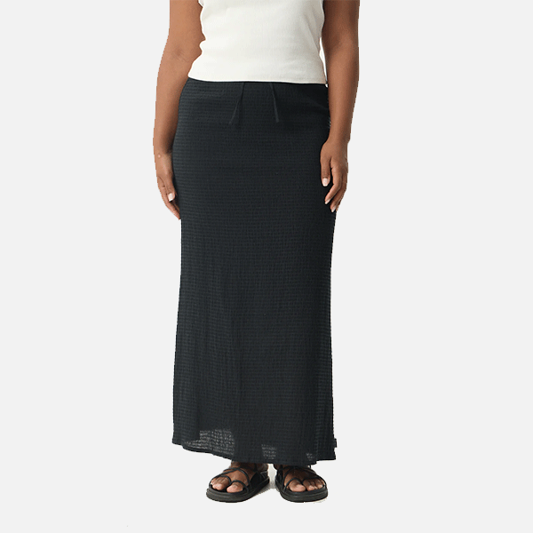 Afends Focus Seersucker Maxi Skirt - Black