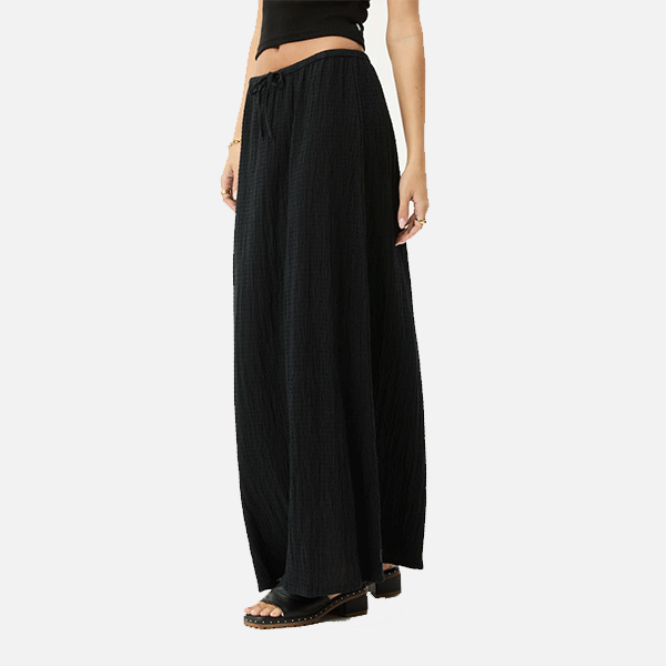 Afends Focus Seersucker Maxi Skirt - Black