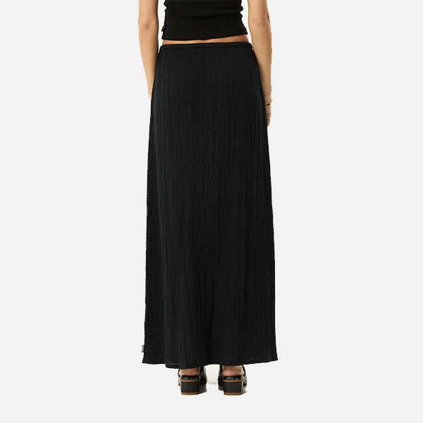 Afends Focus Seersucker Maxi Skirt - Black