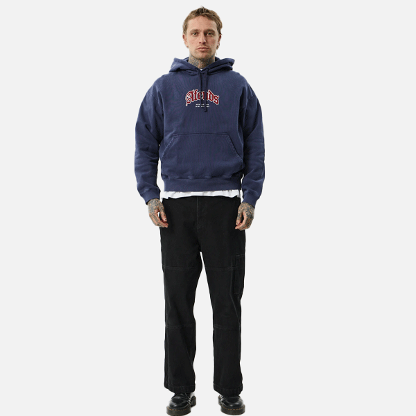 Afends Home Pull On Hood - Washed Deep Sea