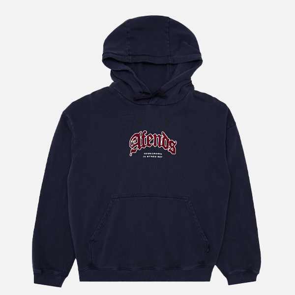 Afends Home Pull On Hood - Washed Deep Sea