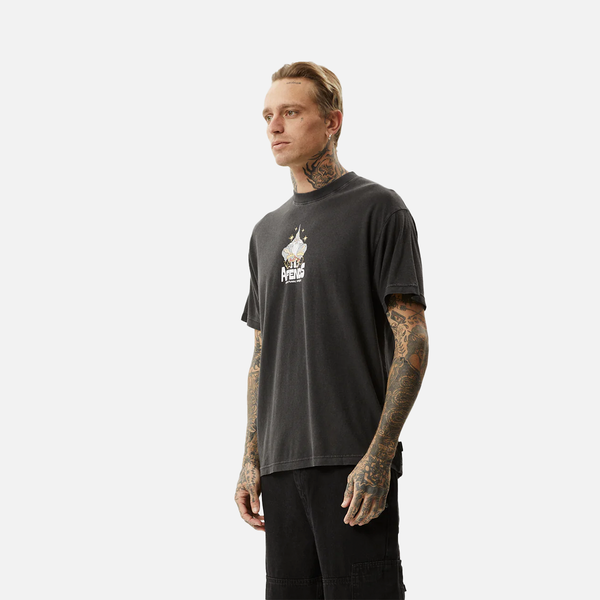 Afends Magic Wizzo Boxy Tee - Stone Black