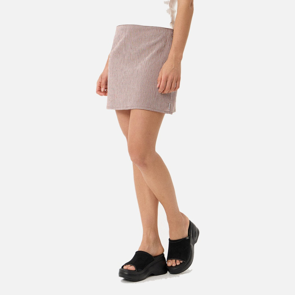 Afends Mariah Mini Skirt - Mahogany Check - view 3 | Propaganda Streetwear & Skate