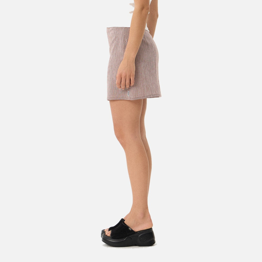 Afends Mariah Mini Skirt - Mahogany Check - view 4 | Propaganda Streetwear & Skate