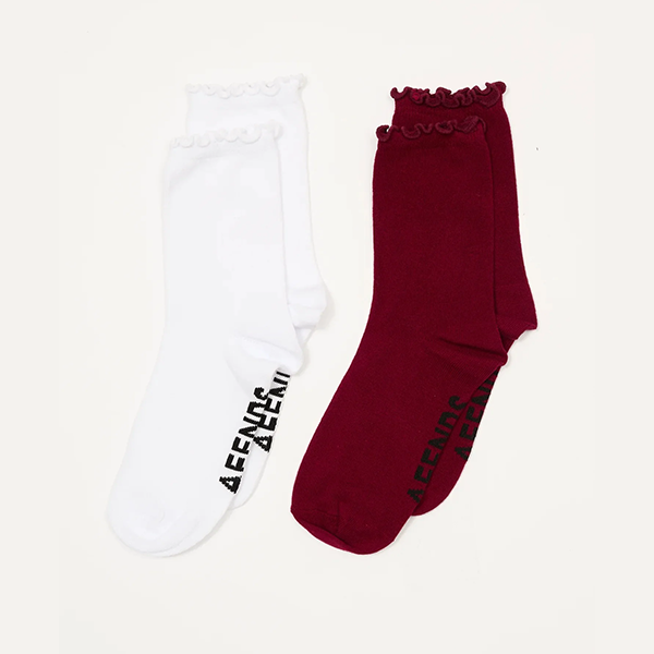 Afends Marin 2Pack Socks - Burgundy/White