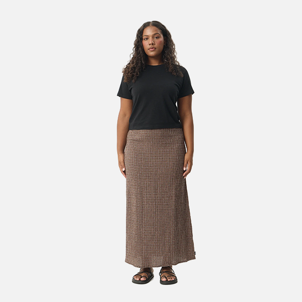 Afends Hometown Seersucker Maxi Skirt - Coffee