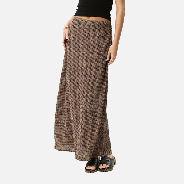 Afends Hometown Seersucker Maxi Skirt - Coffee
