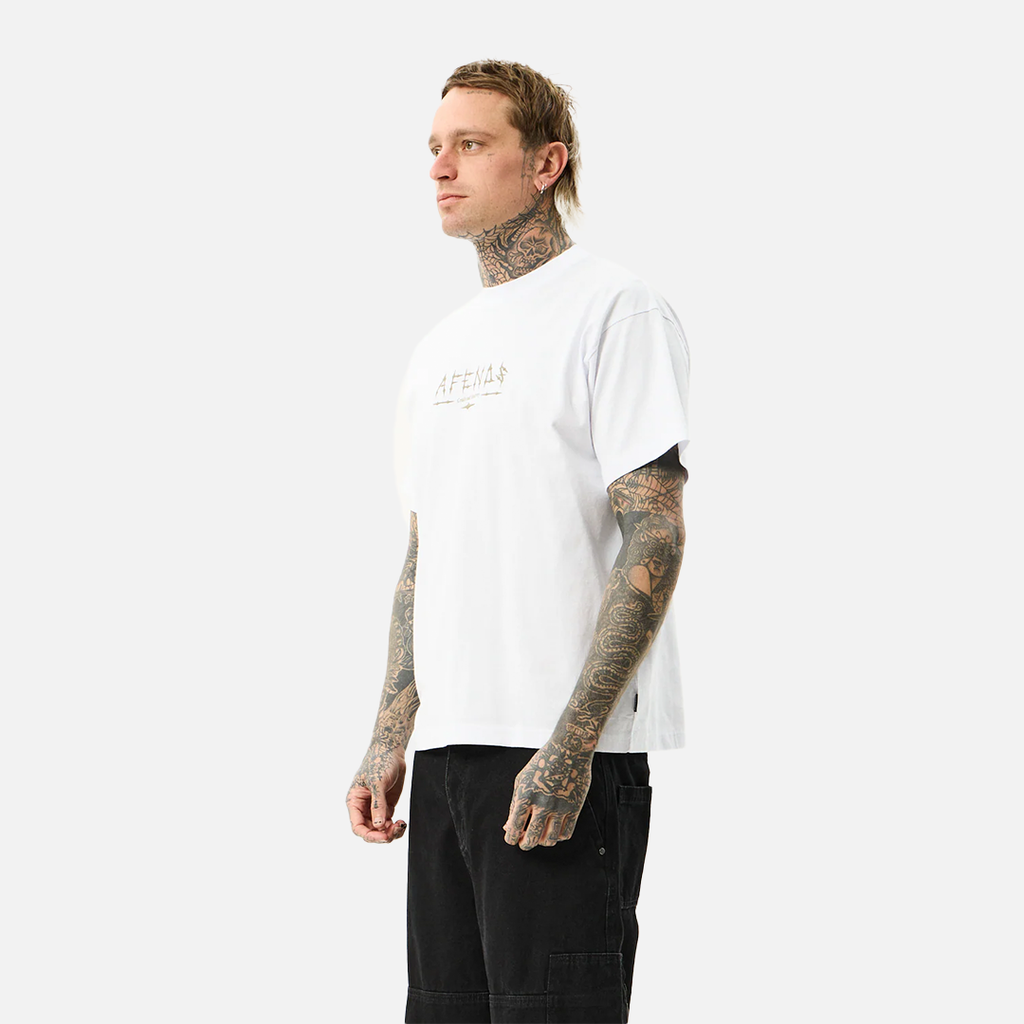 Afends Spinal Boxy Tee - White