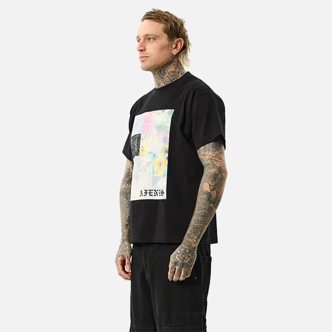 Afends Sadworld Heavyweight Boxy Tee - Black