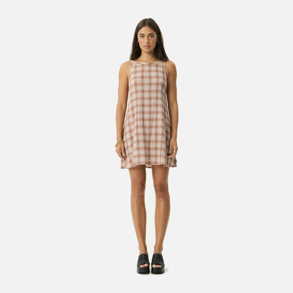 Afends Sammy Seersucker Mini Dress - Desert Check | Propaganda Streetwear & Skate