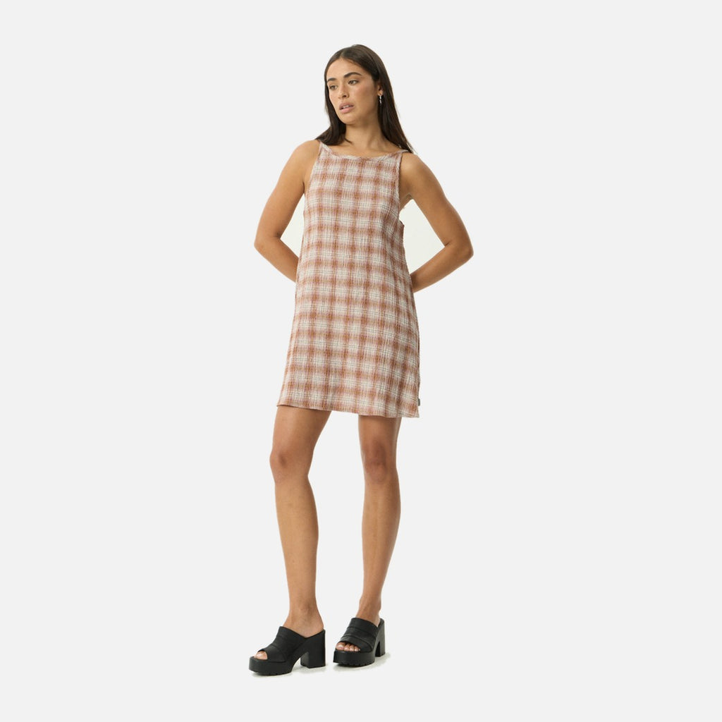 Afends Sammy Seersucker Mini Dress - Desert Check - view 3 | Propaganda Streetwear & Skate