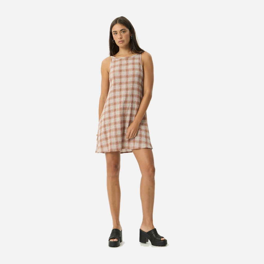 Afends Sammy Seersucker Mini Dress - Desert Check - view 6 | Propaganda Streetwear & Skate