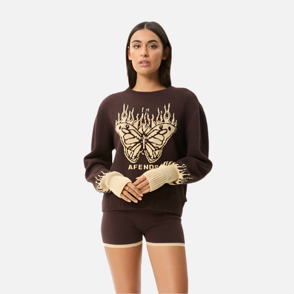 Afends Set Fire Knit Jumper - Coffee