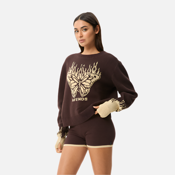 Afends Set Fire Knit Jumper - Coffee