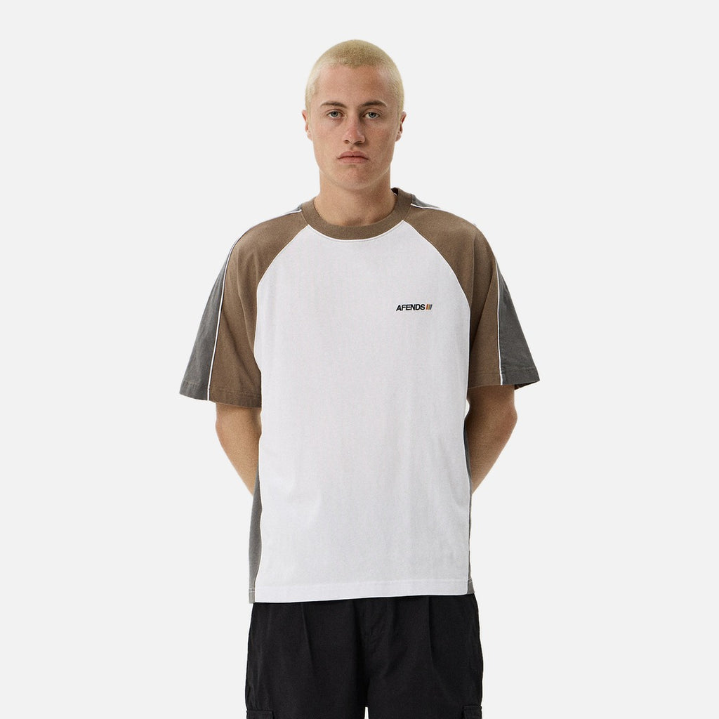 Afends Tallows Panelled Raglan Tee - White - view 2 | Propaganda Streetwear & Skate