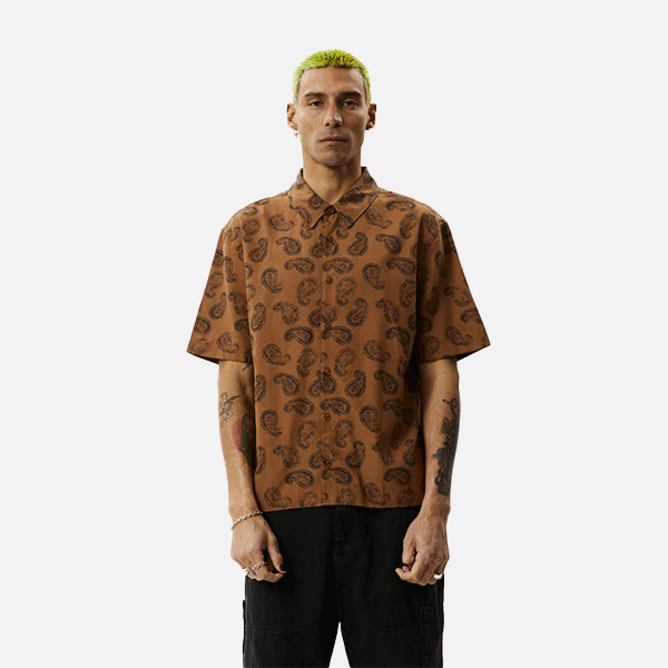 Afends Tradition Paisley Short Sleeve Shirt - Toffee Brown