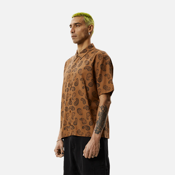 Afends Tradition Paisley Short Sleeve Shirt - Toffee Brown