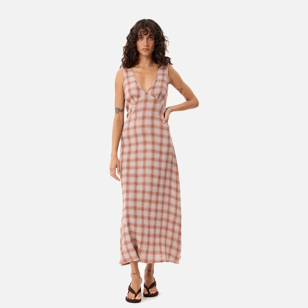 Afends Tully Seersucker Maxi Dress - Desert Check | Propaganda Streetwear & Skate