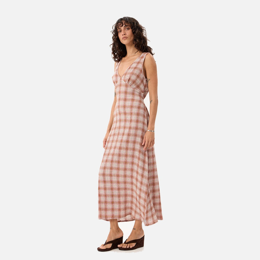Afends Tully Seersucker Maxi Dress - Desert Check - view 2 | Propaganda Streetwear & Skate