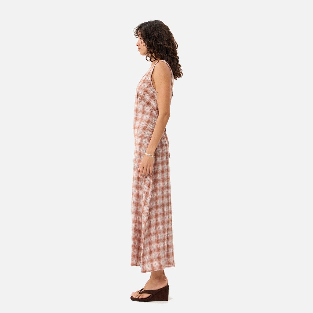 Afends Tully Seersucker Maxi Dress - Desert Check - view 3 | Propaganda Streetwear & Skate