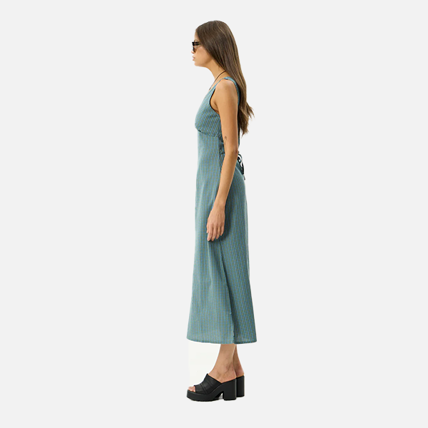 Afends Voyager Maxi Dress - Deep Olive Check