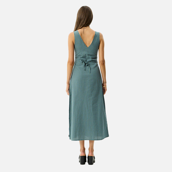 Afends Voyager Maxi Dress - Deep Olive Check