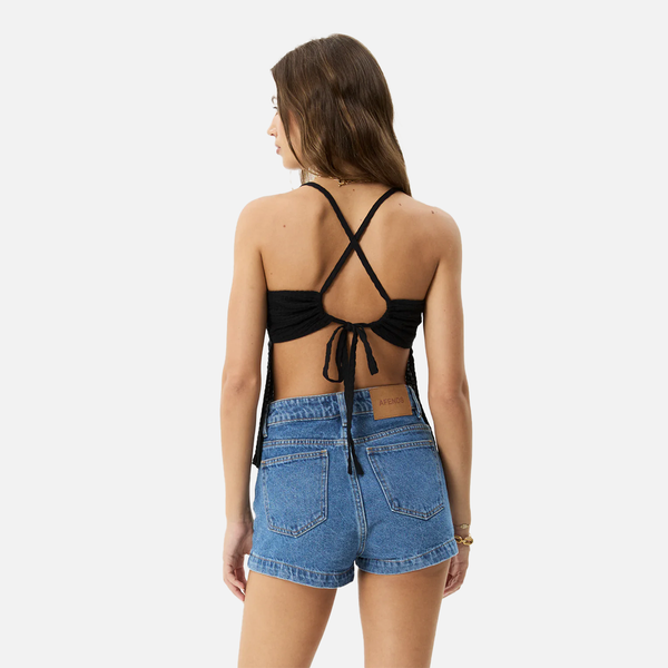 Afends Focus Seersucker Strappy Top - Black