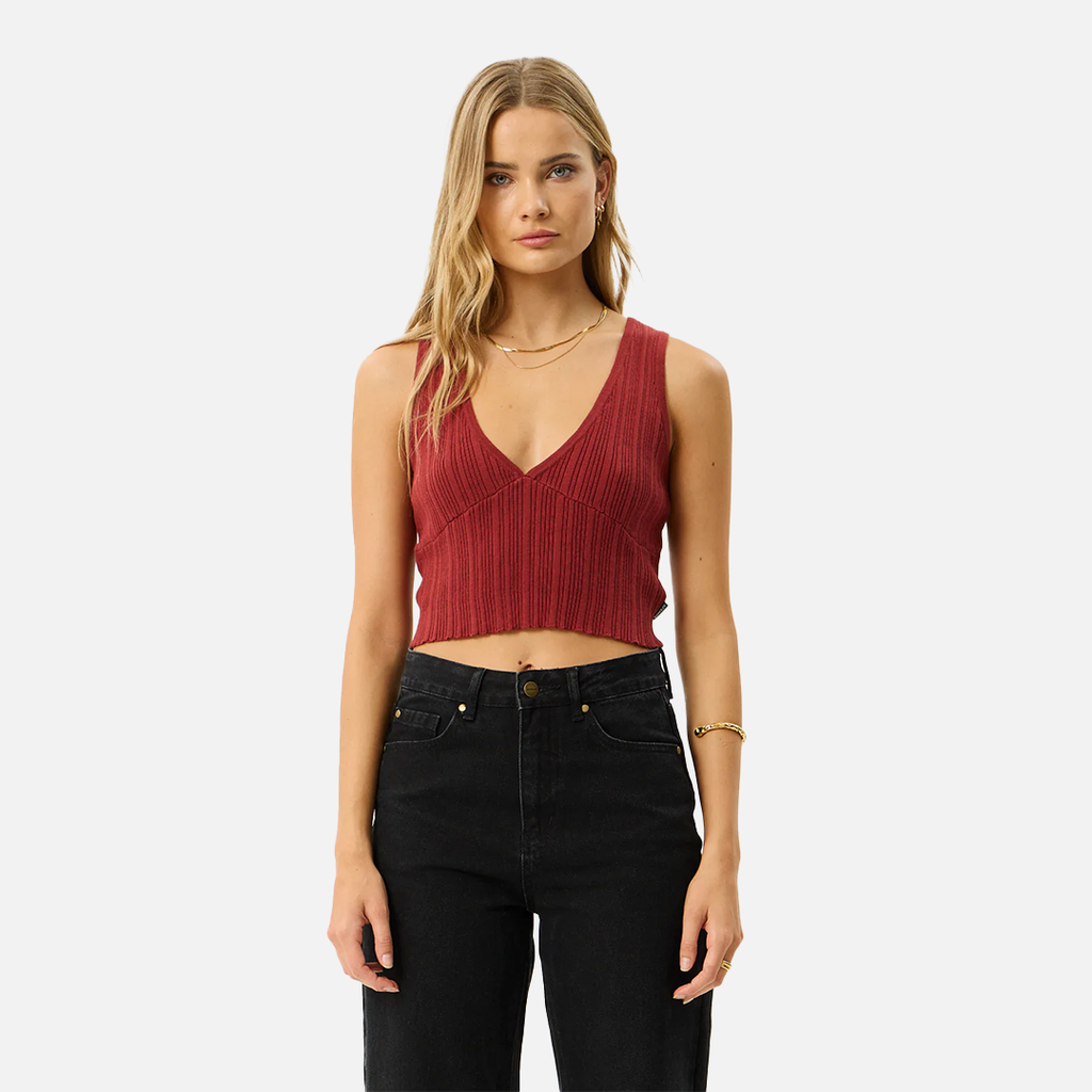 Afends Iris Knit Top - Red Rum