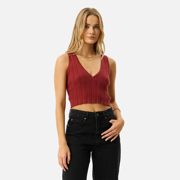 Afends Iris Knit Top - Red Rum
